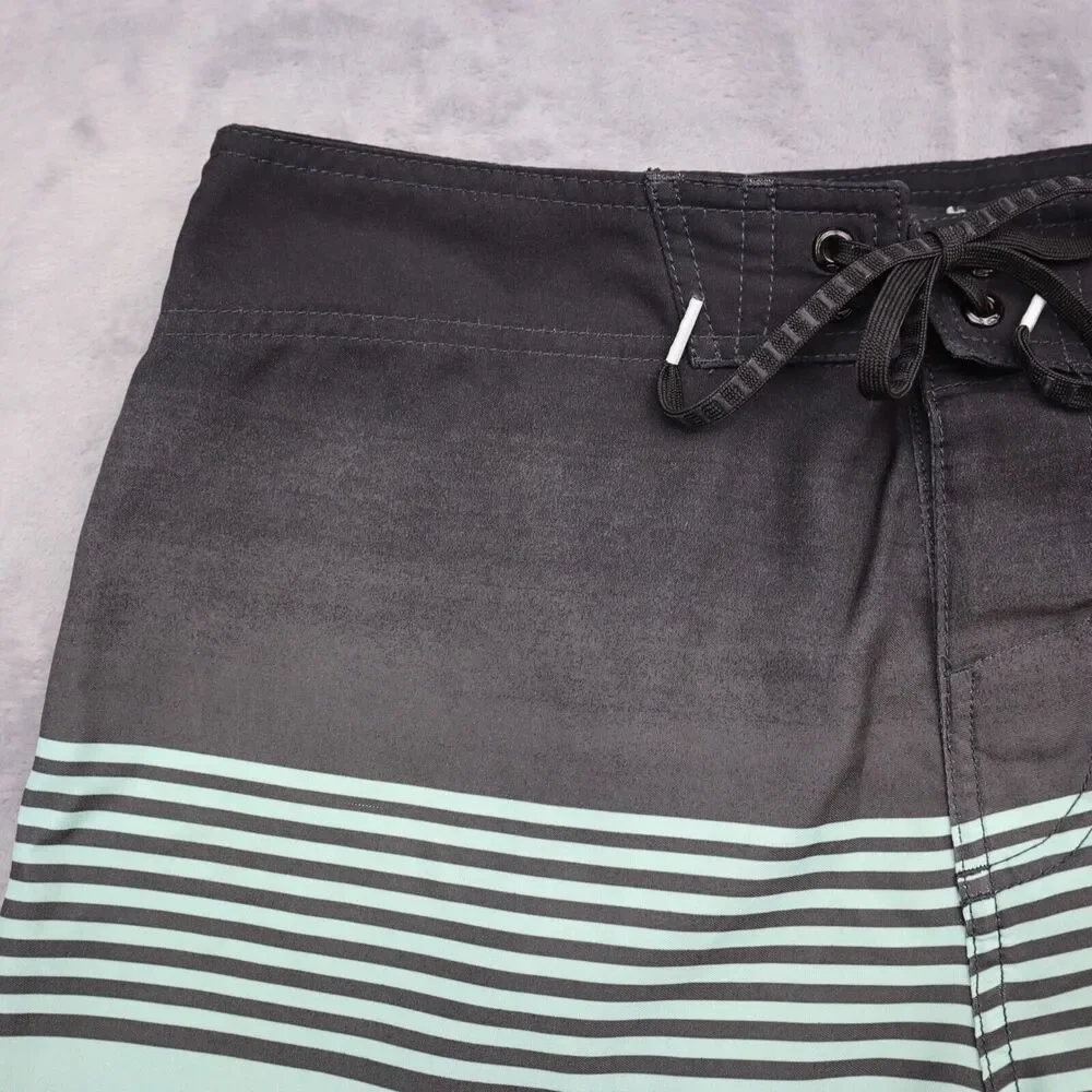 O Neill Shorts Mens 32 Multicolor Drawstring Zip Pocket Stripe Board Shorts